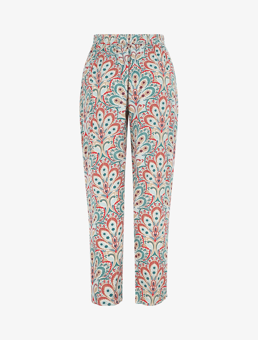 Pantalon droit motif cachemire - Rouge - 2