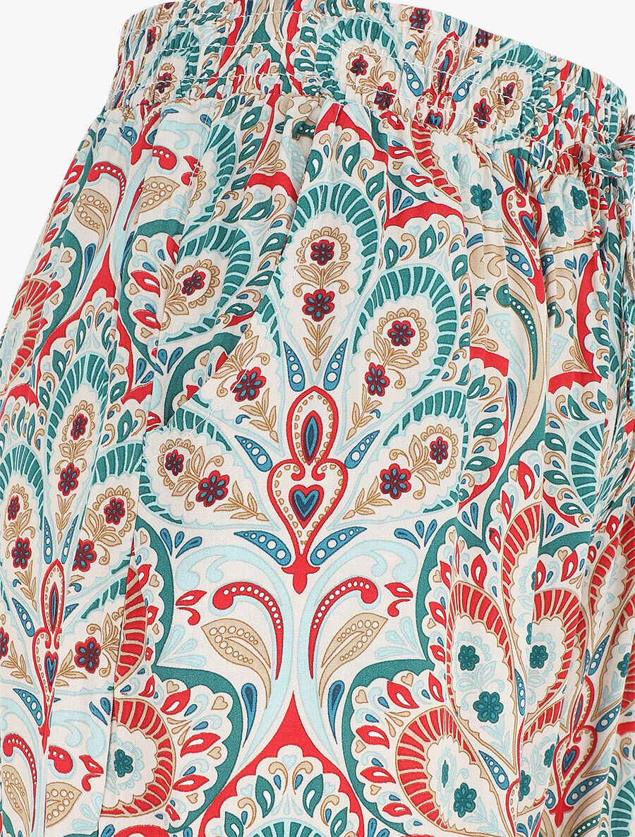 Pantalon droit motif cachemire - Rouge - 3
