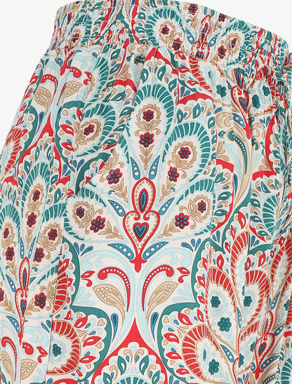Pantalon droit motif cachemire - Rouge - 3