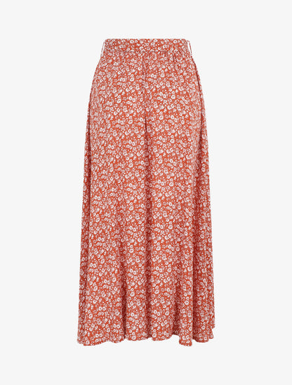 Jupe longue à taille élastiquée imprimé fleuri - Rouge - 2