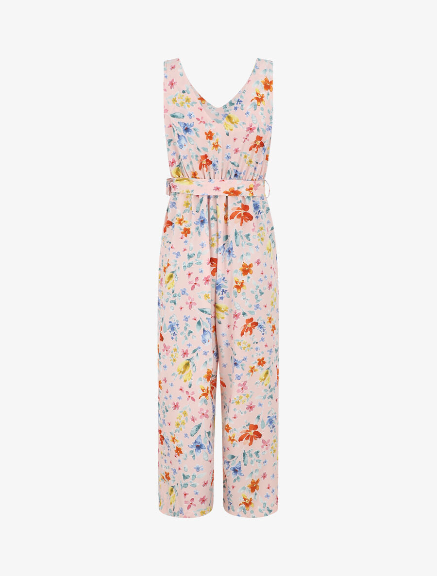 Combinaison fleurie sans manches - Rose - 4