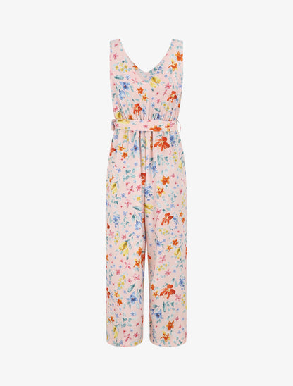 Combinaison fleurie sans manches - Rose - 4