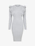 Robe côtelée à épaules volantées - Gris - 5