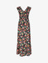 Robe longue évasée imprimé floral - Noir - 1