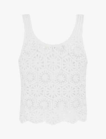 Crop top en crochet - Blanc - 2
