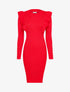 Robe côtelée à épaules volantées - Rouge - 1