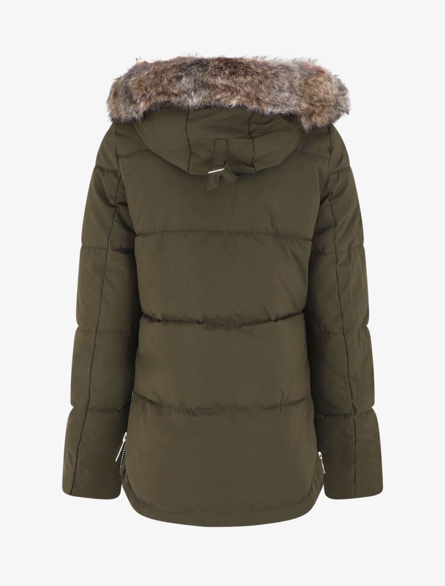 Parka matelassée à capuche fourrée - Kaki - 2