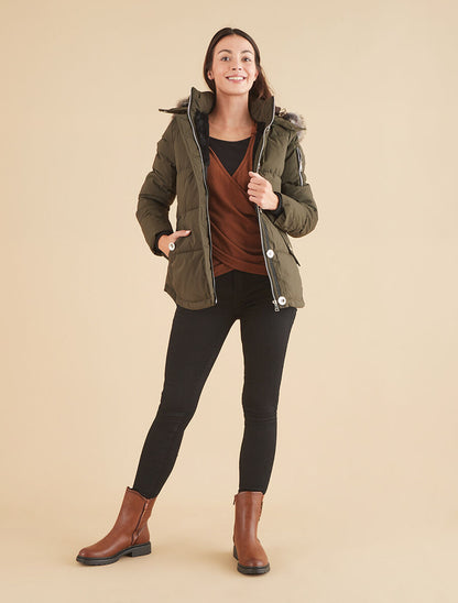 Parka matelassée à capuche fourrée - Kaki - 4