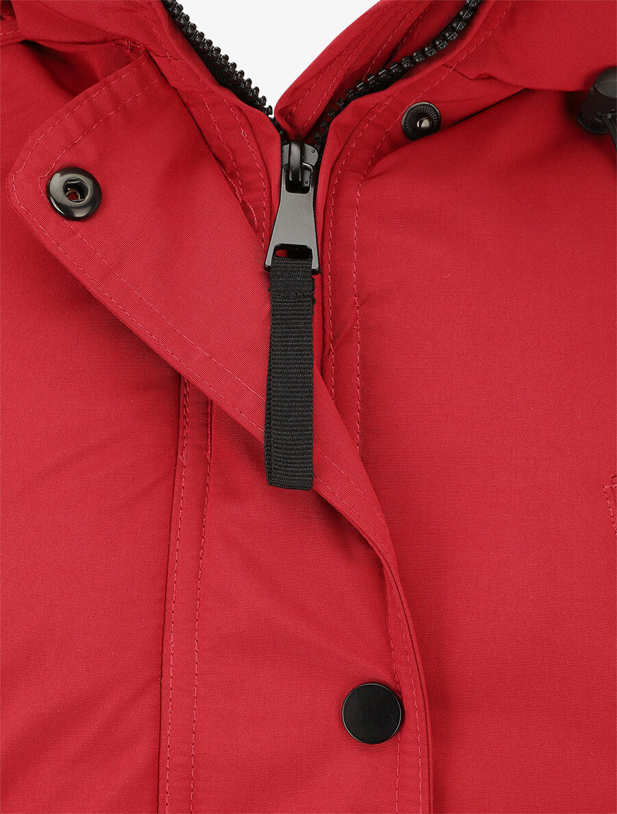 Parka uni capuche à fourrure synthétique - Rouge - 3