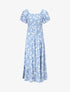Robe imprimé fleuri à manches élastiquées - Bleu ciel - 4