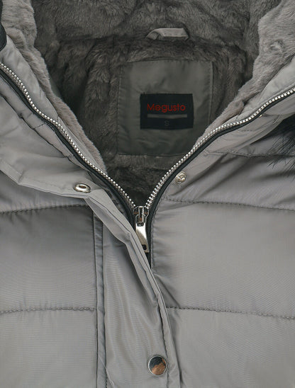 Doudoune à fourrure synthétique amovible - Gris - 3