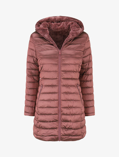 Doudoune réversible uni à capuche - Violet - 1