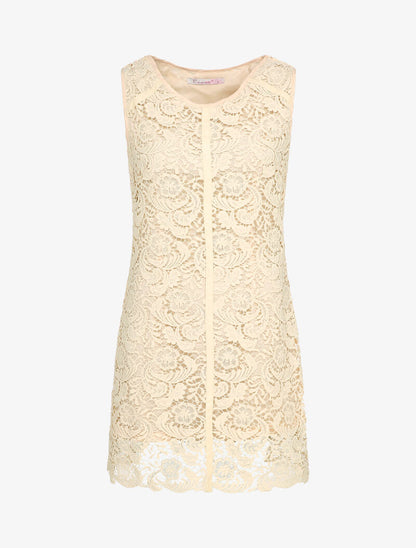 Robe droite en dentelle - Écru - 1