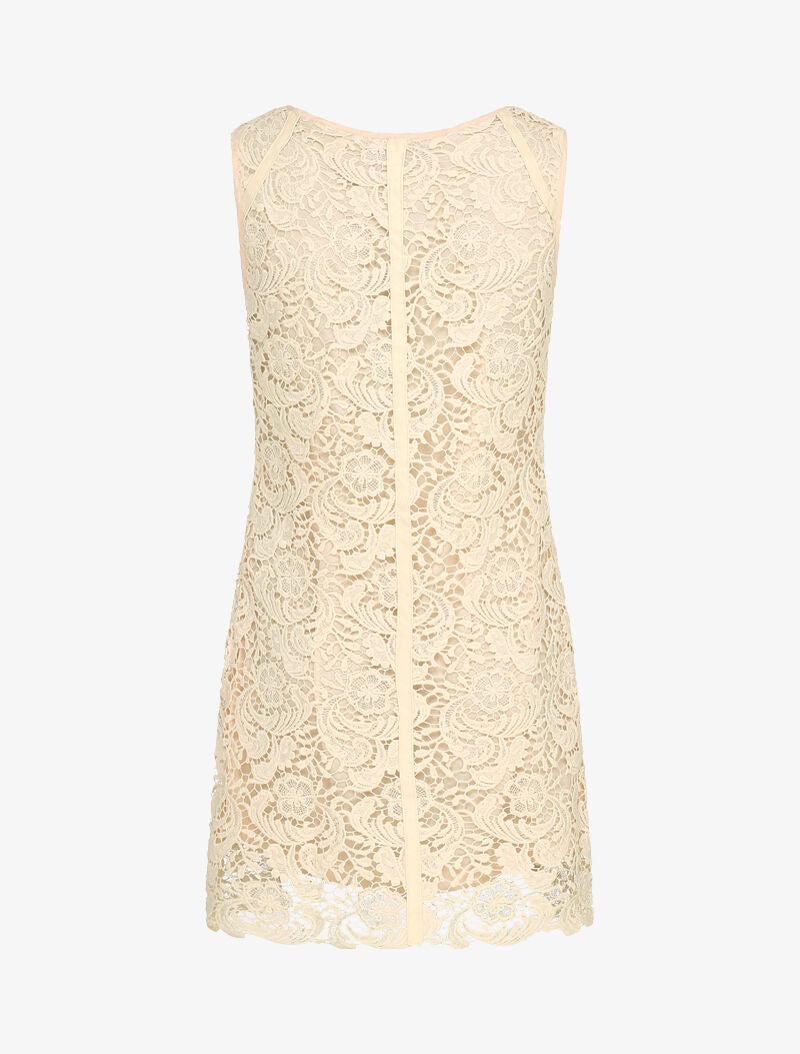 Robe droite en dentelle - Écru - 2
