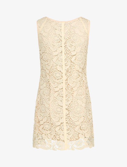 Robe droite en dentelle - Écru - 2