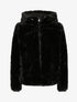 Manteau à capuche en fausse fourrure - Noir - 1