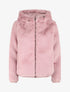 Manteau à capuche en fausse fourrure - Rose poudré - 1