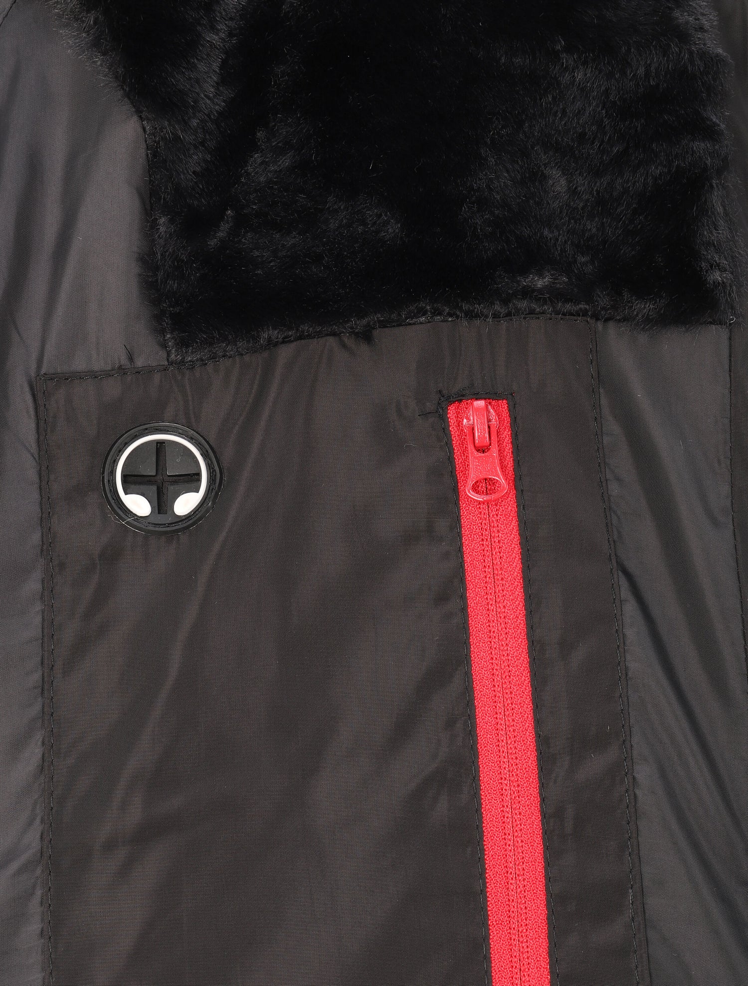 Doudoune à poches zippées et capuche à détail fausse fourrure - Noir - 6