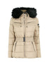 Doudoune à poches zippées et capuche à détail fausse fourrure - Beige - 1