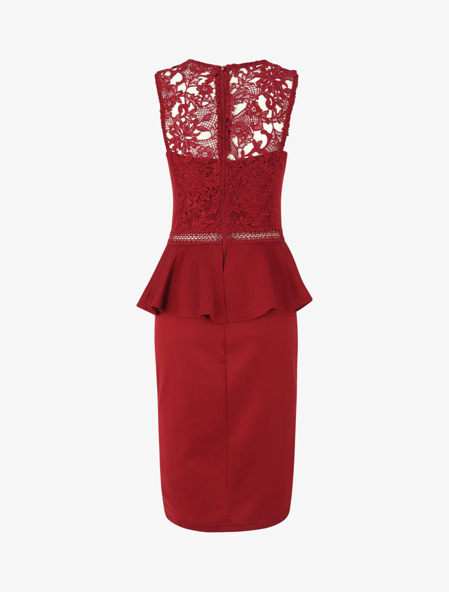 Robe péplum à buste en crochet - Bordeaux - 2