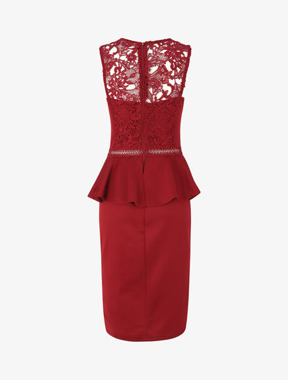 Robe péplum à buste en crochet - Bordeaux - 2