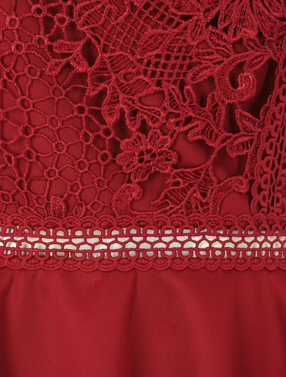 Robe péplum à buste en crochet - Bordeaux - 3