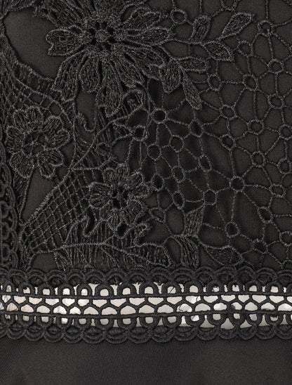 Robe péplum à buste en crochet - Noir - 3