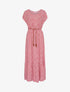 Robe longue empire manches courtes imprimé marguerites - Rouge - 1