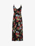 Robe longue empire fendue imprimé floral - Noir - 1