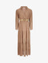 Robe longue empire imprimé pois stylisés - Marron - 1