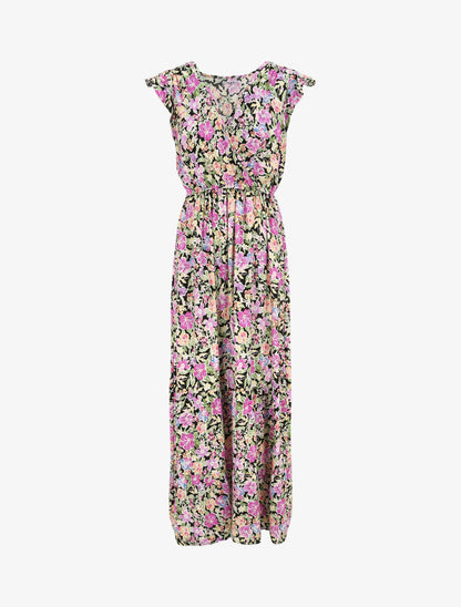 Robe longue à imprimé roses - Parme - 1