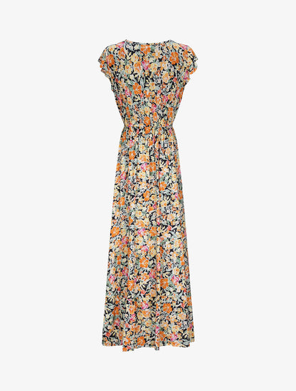 Robe longue à imprimé roses - Orange - 2