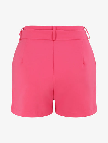 Short fluide uni et ceinturé - Fushia - 2