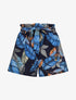 Short à taille froncée imprimé feuilles tropicales - Marine - 1