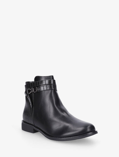 Bottines plates à contrefort python - Noir - 2