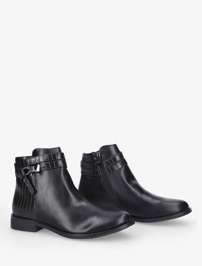 Bottines plates à contrefort python - Noir - 4