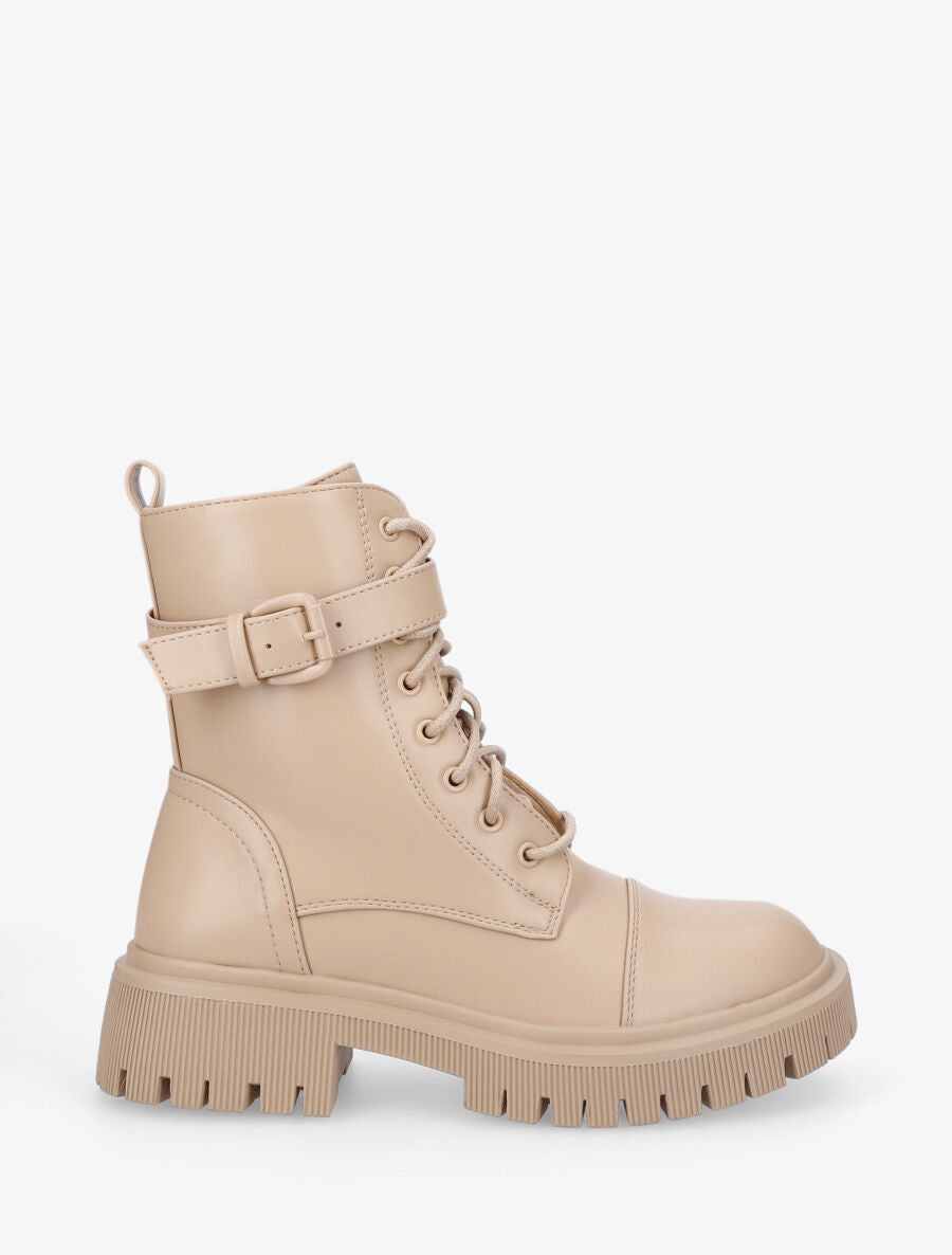 Rangers à boucle et semelle crantée - Beige - 1