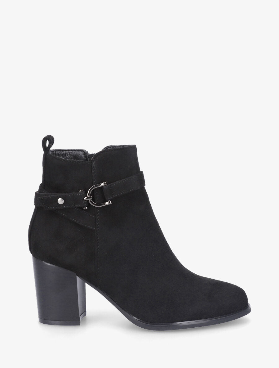 Bottines en suédine et sanglées - Noir - 5