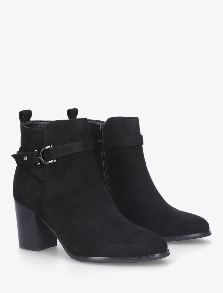 Bottines en suédine et sanglées - Noir - 4