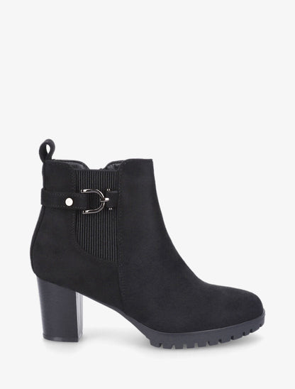 Bottines en suédine à talon - Noir - 5