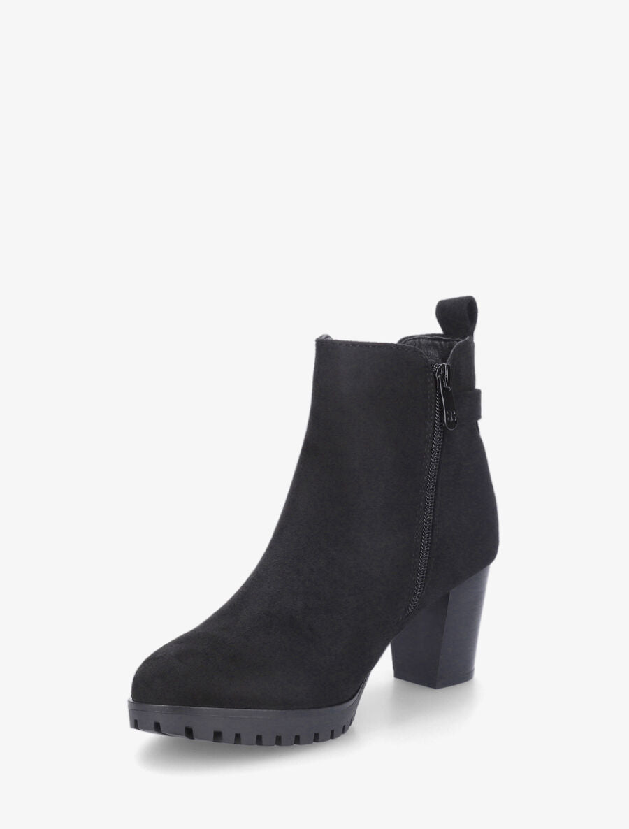 Bottines en suédine à talon - Noir - 3