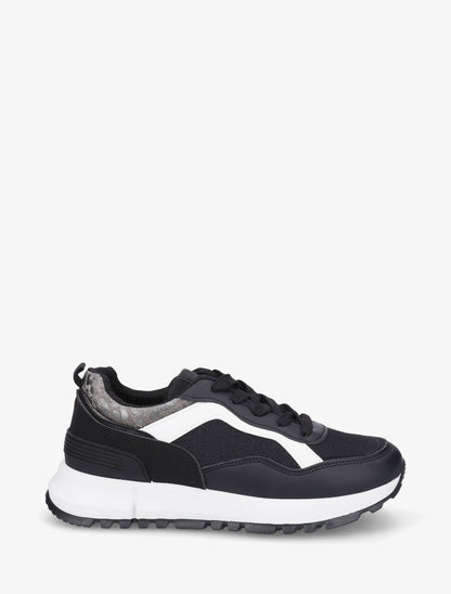 Sneakers compensées et paillettes - Noir - 5