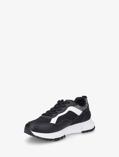 Sneakers compensées et paillettes - Noir - 3
