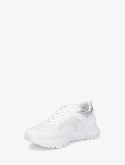 Sneakers compensées et paillettes - Blanc - 3