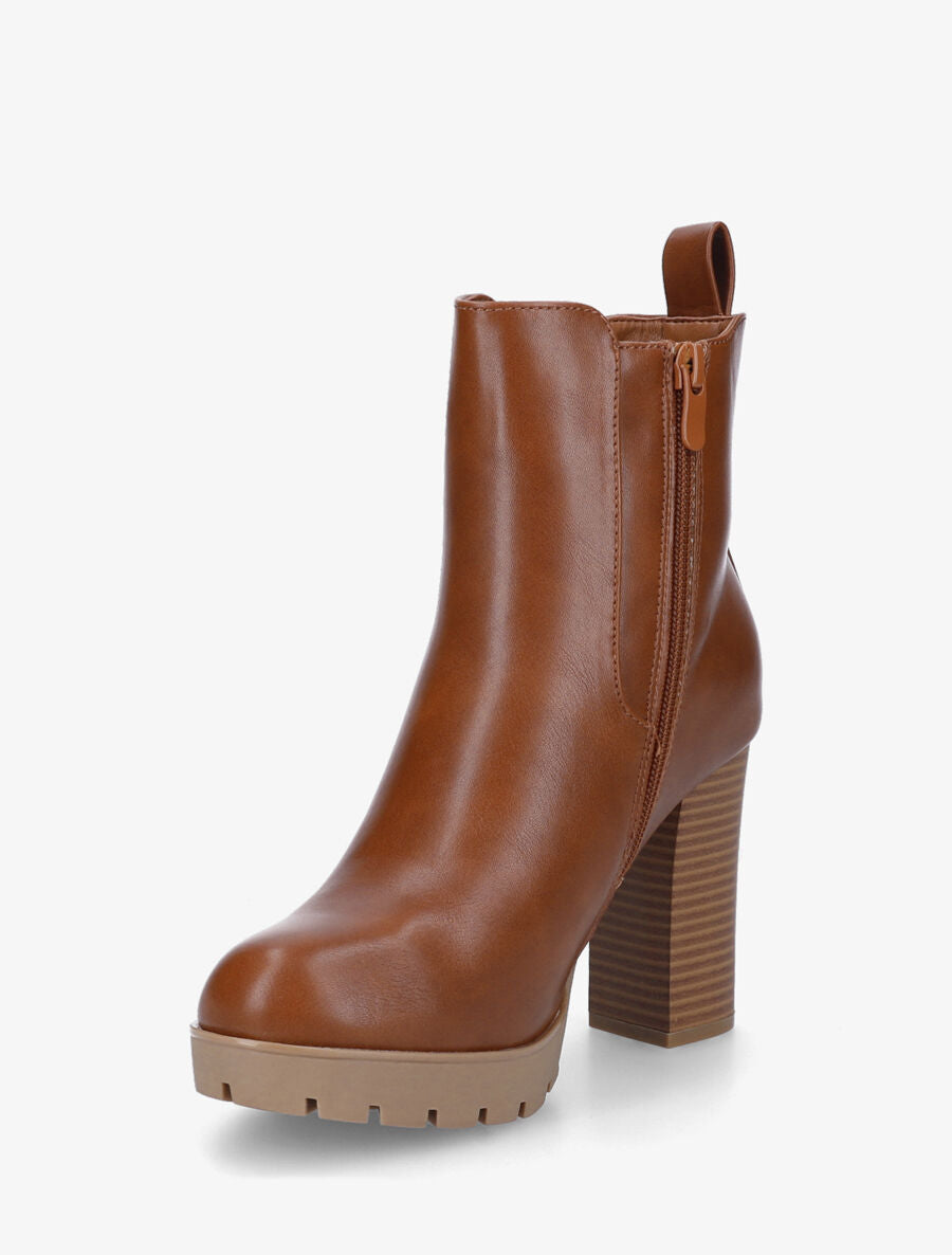 Bottines à talon et strass en simili - Camel - 3