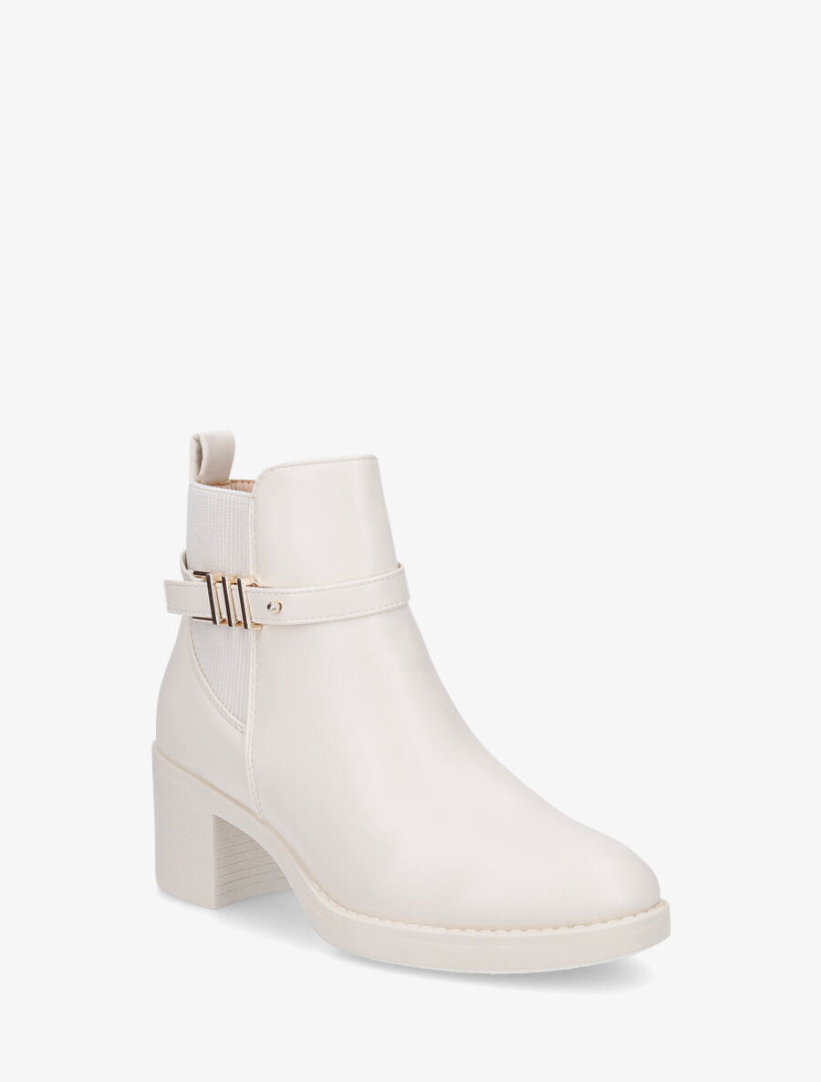 Bottines élastiquées à talon - Beige - 2