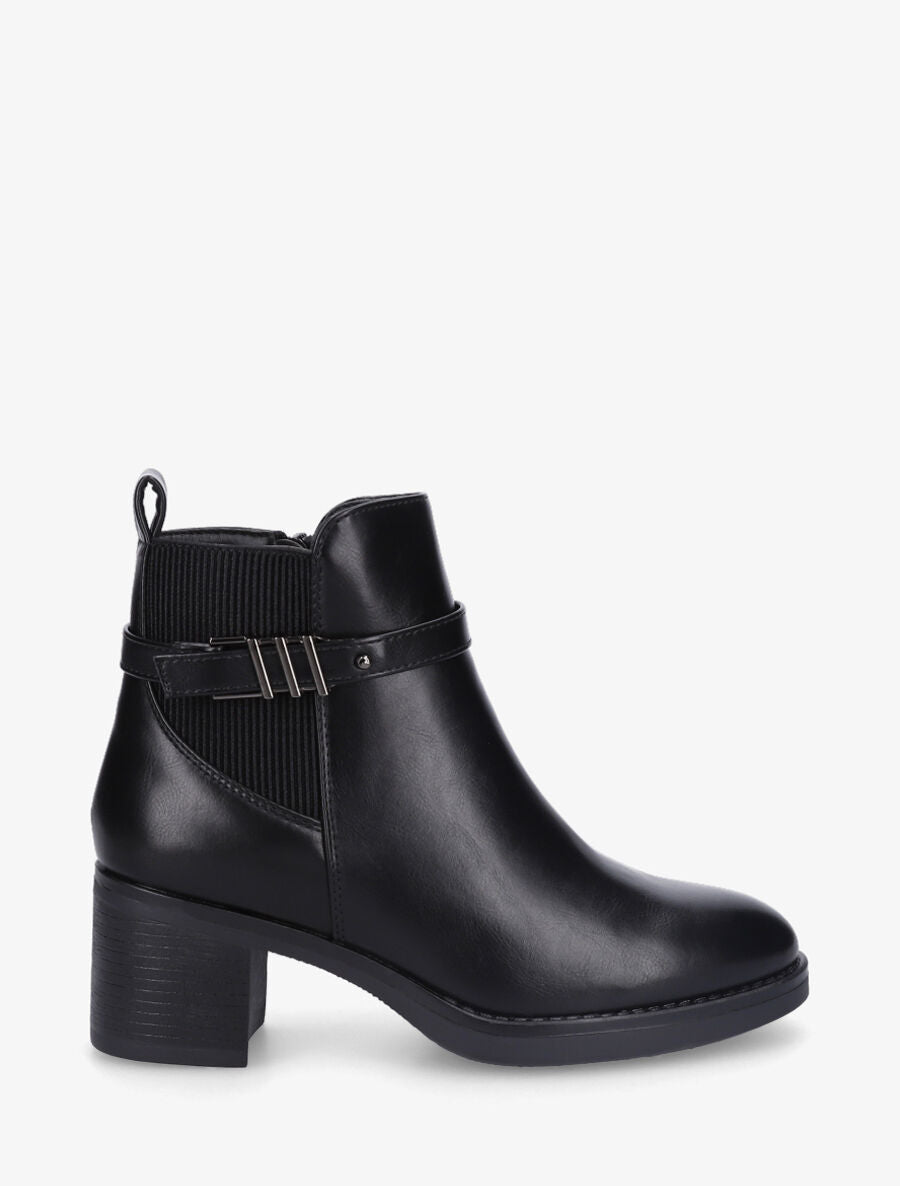 Bottines élastiquées à talon - Noir - 1
