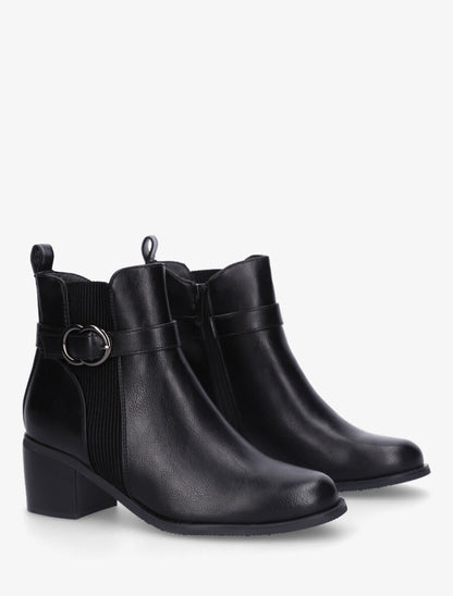 Bottines élastiquées en simili - Noir - 4