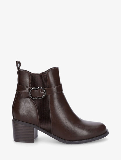 Bottines élastiquées en simili - Marron - 1