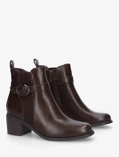 Bottines élastiquées en simili - Marron - 4